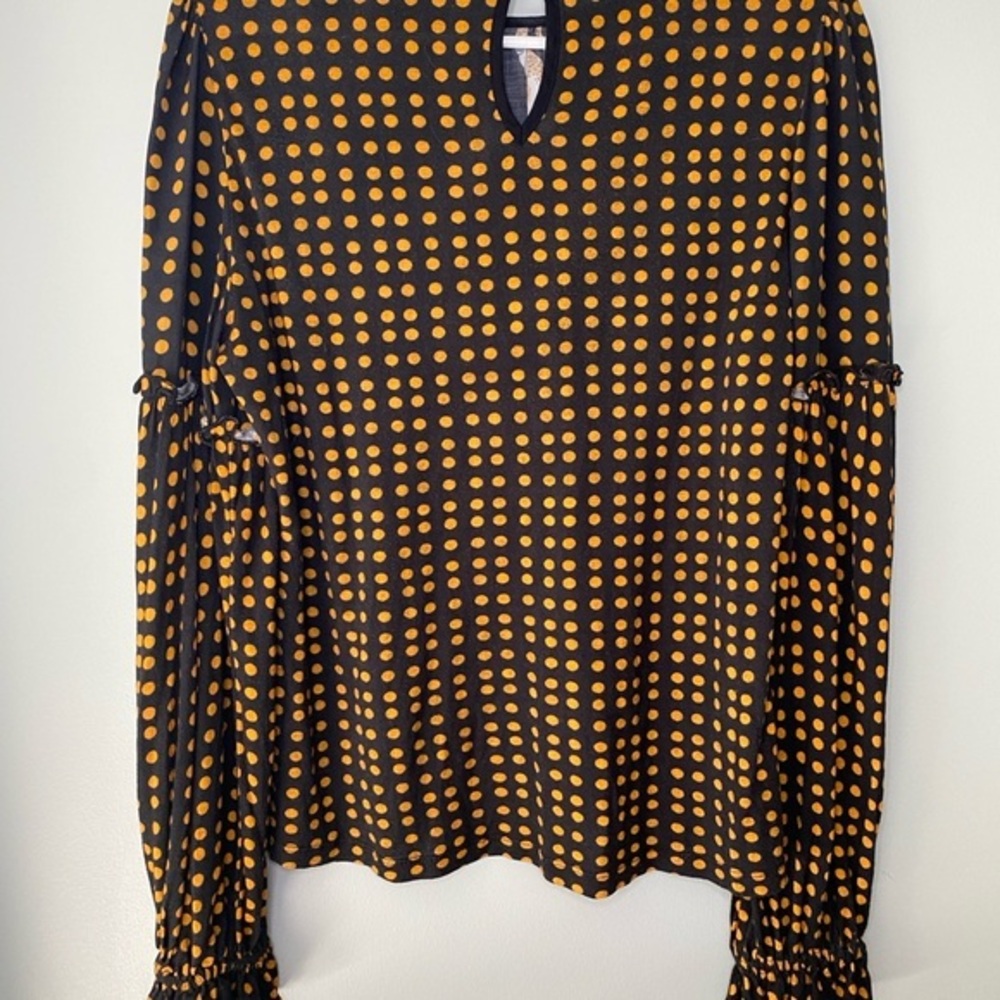 Anthropologie Blink‎ London Womens Top Cheetah Polka Dot Long Sleeve Size medium - Picture 4 of 5